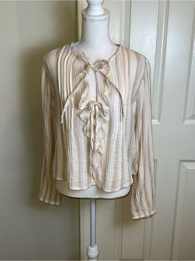 JESSICA SIMPSON Hillaria Striped Ruffle Top